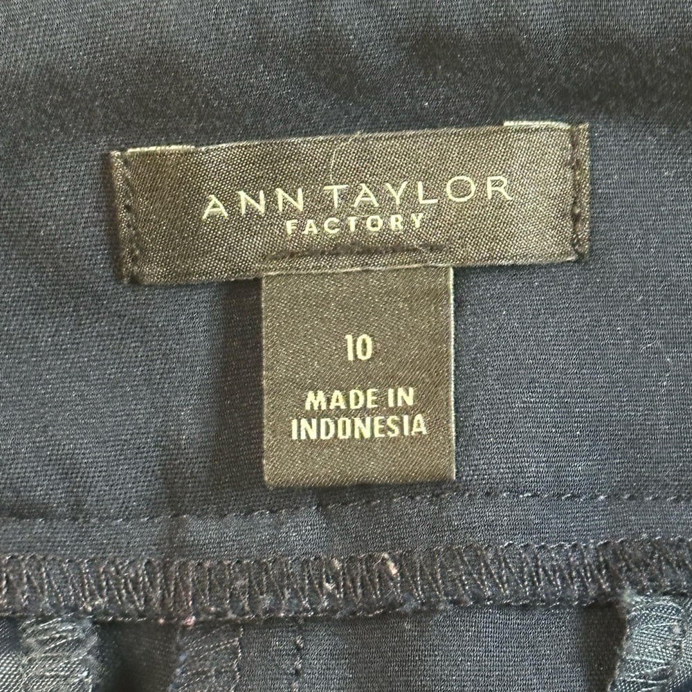 Ann Taylor Factory Navy Stretch Slim Ankle Pants Zip Hook Size 10 - Picture 4 of 10